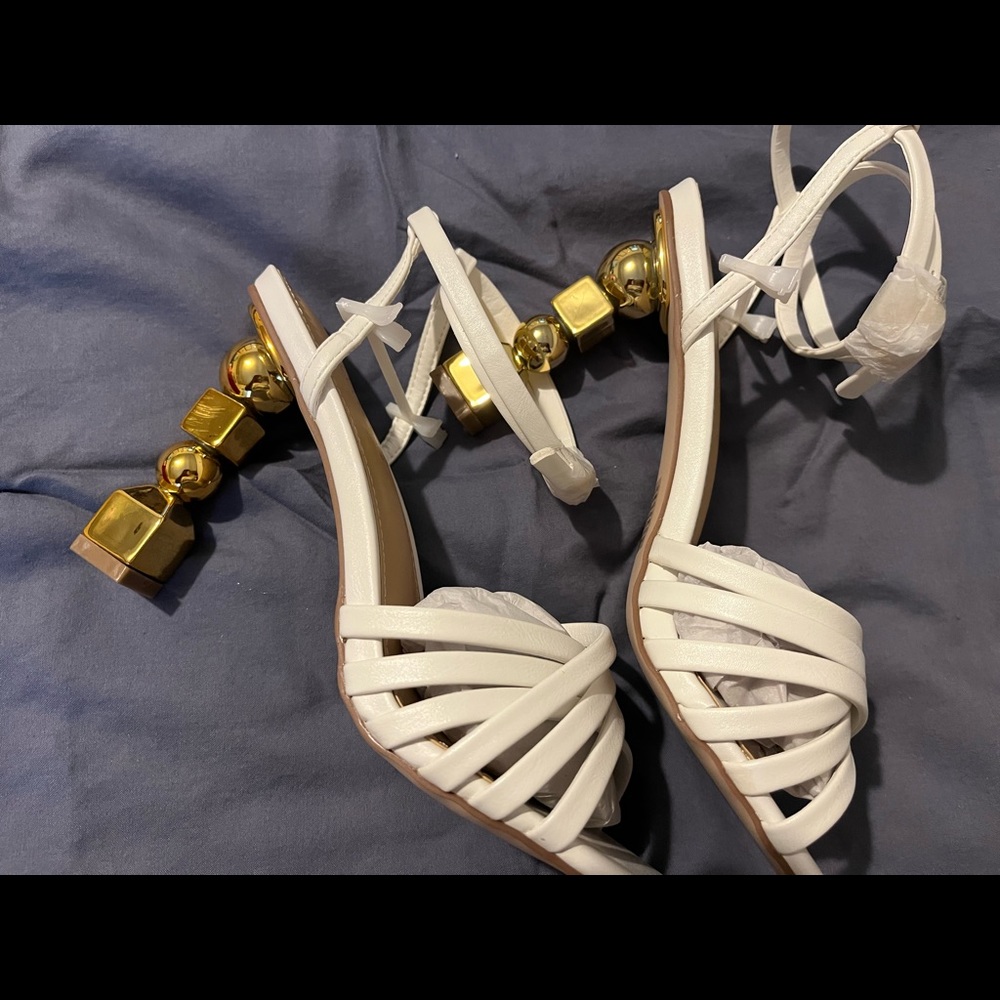 White strappy heels
